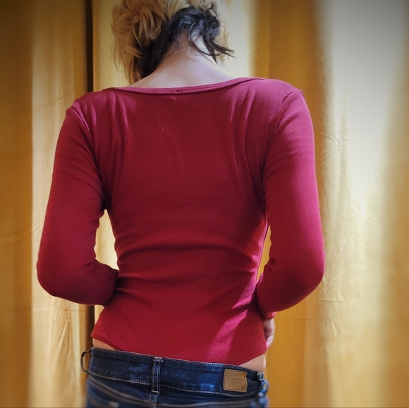 Amazon Deep Red Long Sleeve Bodysuit - Picture 3 of 4